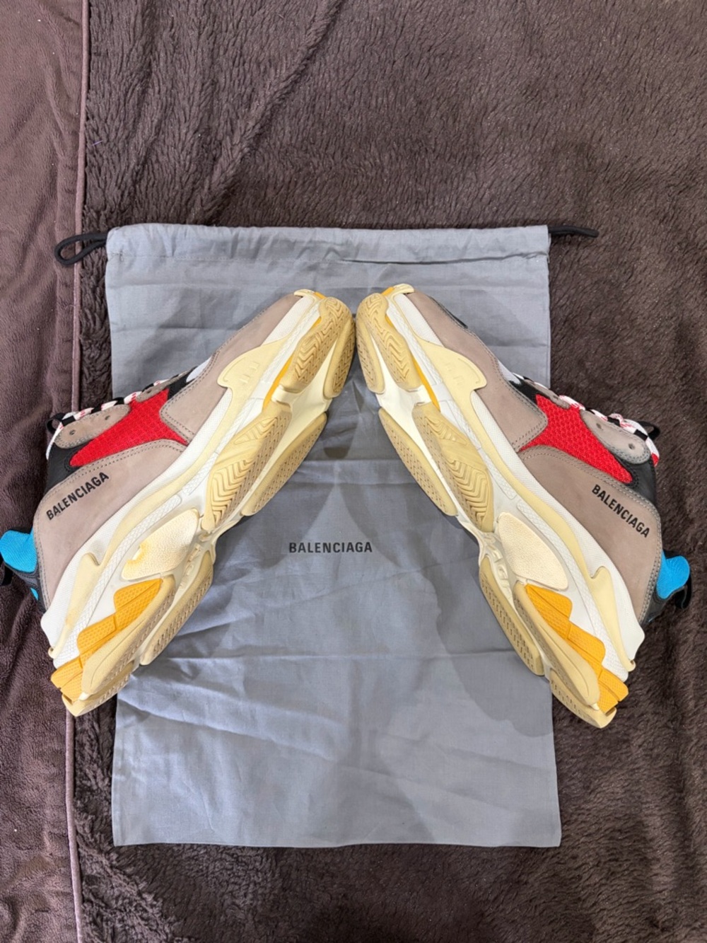 Balenciaga Chunky Triple S Sneakers in Red, Beige, Gray & Black - Picture 4 of 11